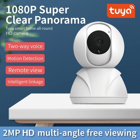 Splenssy 1080P WiFi PTZ Security IP Camera Home CCTV Surveillance Camera مراقبة الطفل للحيوانات الأليفة مع كشف الحركة، إنذار صوتي، تسجيل بطاقة TF، صوت ثنائي الاتجاه، رؤية ليلية in Kuwait
