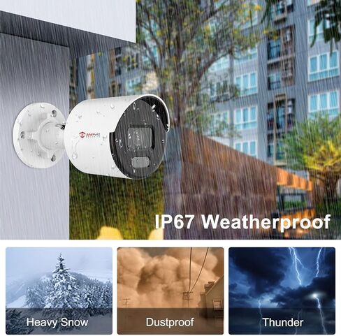 【 رؤية ليلية بالألوان الكاملة】 كاميرا Anpviz 4MP IP POE، كاميرا أمان رصاصة خارجية F1.0 فتحة فائقة 2.8 مم (113.9 درجة FOV)، كشف الحركة IP67، متوافقة مع Hikvision H.265+ in Kuwait