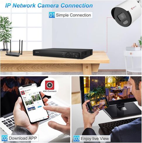 【 رؤية ليلية بالألوان الكاملة】 كاميرا Anpviz 4MP IP POE، كاميرا أمان رصاصة خارجية F1.0 فتحة فائقة 2.8 مم (113.9 درجة FOV)، كشف الحركة IP67، متوافقة مع Hikvision H.265+ in Kuwait