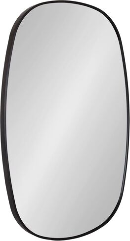 Kate and Laurel Zayda Modern Minimalist Danish Oval Wall Mirror with Sleek Metal Frame, 24x36, Black in Saudi Arabia
