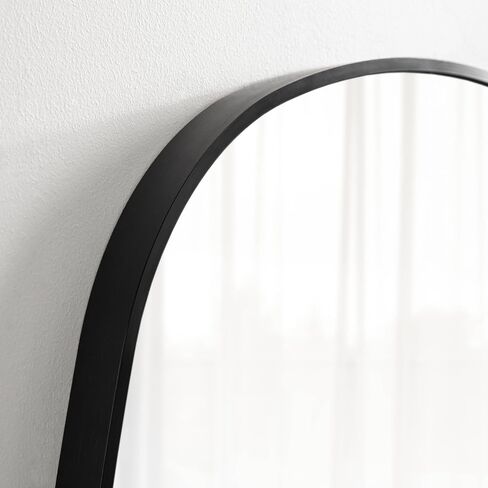 Kate and Laurel Zayda Modern Minimalist Danish Oval Wall Mirror with Sleek Metal Frame, 24x36, Black in Saudi Arabia