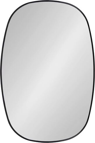 Kate and Laurel Zayda Modern Minimalist Danish Oval Wall Mirror with Sleek Metal Frame, 24x36, Black in Saudi Arabia
