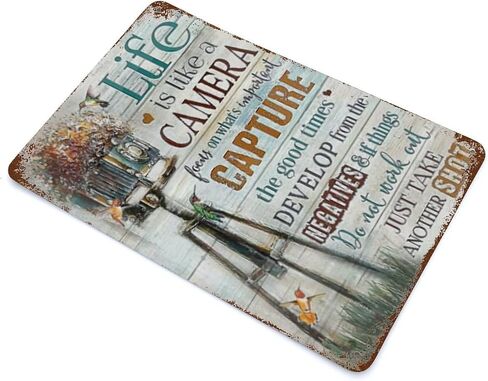 Vintage Tin Sign Photographer Life is Like A Camera Focus On What's Important Capture Retro Wall Art Decor Iron Painting for Home Kitchen Cafe Pub Sign Plaque gifts for photography lovers 12x8 inhces in Kuwait