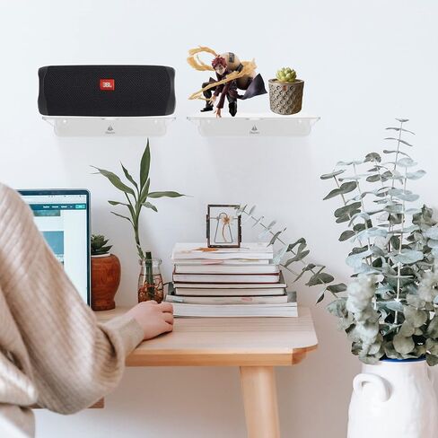 أرفف عائمة من الأكريليك من TXEsign، رف تثبيت على الحائط مكون من قطعتين من أرفف سماعات أكريليك لاصقة، حامل منظم رف عائم لديكور الحمام وغرفة النوم وغرفة المعيشة والمطبخ (شفاف) in Kuwait