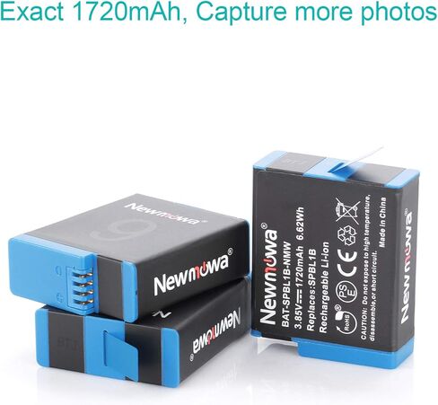 بطارية بديلة من نيوموا (عبوة من 3 قطع) وشاحن ثلاثي قنوات لجو برو هيرو 9 أسود، جو برو هيرو 10 (متوافق تمامًا) in Kuwait