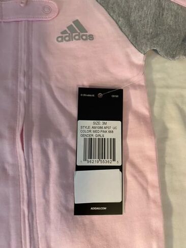 adidas Baby Girl Sleep & Play zippered one piece footie 3 Months, Pink & Gray, 3 Months in Saudi Arabia