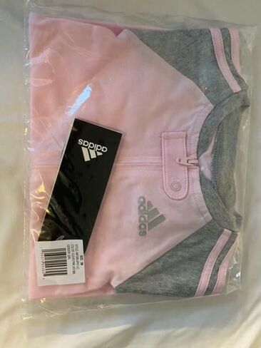 adidas Baby Girl Sleep & Play zippered one piece footie 3 Months, Pink & Gray, 3 Months in Saudi Arabia