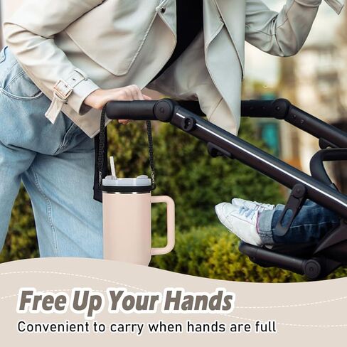 Shintop Water Bottle Handle Strap, Silicone Water Bottle Holder Durable Cup Carrier Bottle Sling Fits Most 8-40oz Bottles Compatible with Stanley Cup Accessories (Black) in Kuwait