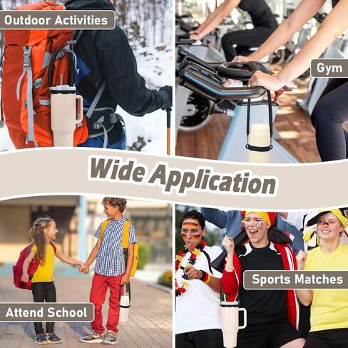 Shintop Water Bottle Handle Strap, Silicone Water Bottle Holder Durable Cup Carrier Bottle Sling Fits Most 8-40oz Bottles Compatible with Stanley Cup Accessories (Black) in Kuwait