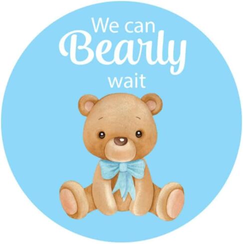 مجموعة ملصقات بعبارة «Thank You» على شكل دب تيدي بير لحفلات استقبال المولود الجديد مكونة من 36 قطعة (دائرية 2.5 انش) in Kuwait