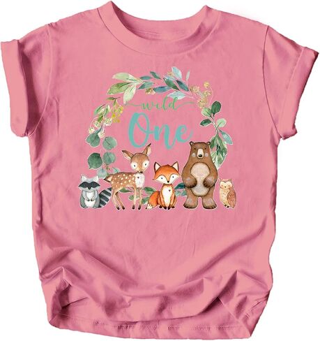 Wild One Wreath with Woodland Animals T-Shirts for Baby Girls and Boys in Saudi Arabia