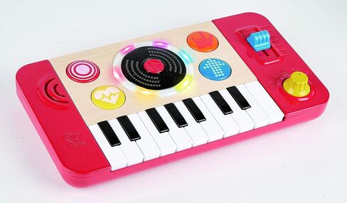 مجموعة لعب موسيقى DJ Mix and Spin Studio المحمولة من هيب كيدز مع أضواء وصوت و18 لوحة مفاتيح للأطفال من سن 1 إلى 5 سنوات، أحمر in Saudi Arabia