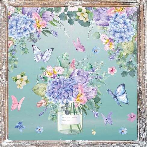 Horaldaily 50 PCS Spring Window Cling Sticker, Floral Hydrangea Butterfly for Home Party Supplies Shop Window Glass Display Decoration in Saudi Arabia