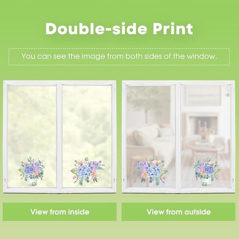Horaldaily 50 PCS Spring Window Cling Sticker, Floral Hydrangea Butterfly for Home Party Supplies Shop Window Glass Display Decoration in Saudi Arabia
