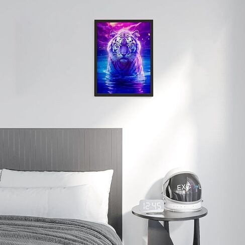 EXCOOL CLUB Large Tiger Wall Art - 12x16 Colorful Tiger Poster, Tiger Head Wall Decor, Neon Tiger Art Print Painting, Modern Wild Animal Pictures Wildlife Decor for Home Bedroom Decorations (UNFRAMED) in Kuwait