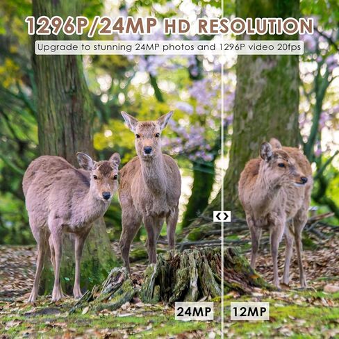 كاميرا maswater Trail، كاميرا ألعاب بدقة 24 ميجابكسل 1296 بكسل مع حركة رؤية ليلية IP66 مقاومة للماء 0.1 وقت تشغيل 120 درجة نطاق زاوية واسع ومسافة استشعار 90 قدمًا لاستكشاف الحياة البرية في الهواء الطلق والصيد in Kuwait