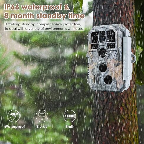 كاميرا maswater Trail، كاميرا ألعاب بدقة 24 ميجابكسل 1296 بكسل مع حركة رؤية ليلية IP66 مقاومة للماء 0.1 وقت تشغيل 120 درجة نطاق زاوية واسع ومسافة استشعار 90 قدمًا لاستكشاف الحياة البرية في الهواء الطلق والصيد in Kuwait