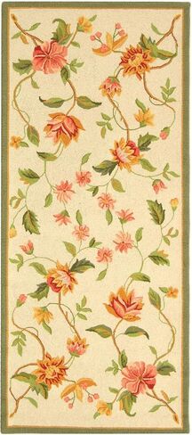 SAFAVIEH Chelsea Collection Area Rug - 7'6" x 9'6" Oval, Ivory, Hand-Hooked French Country Wool, Ideal for High Traffic Areas in Living Room, Bedroom (HK263A) in Saudi Arabia
