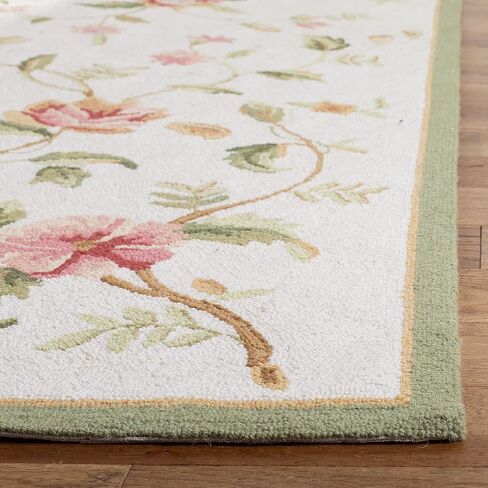 SAFAVIEH Chelsea Collection Area Rug - 7'6" x 9'6" Oval, Ivory, Hand-Hooked French Country Wool, Ideal for High Traffic Areas in Living Room, Bedroom (HK263A) in Saudi Arabia