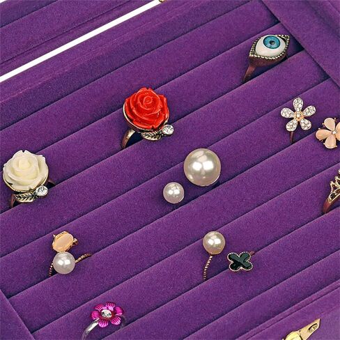 منظم صندوق المجوهرات المخملي من Boewill مع غطاء شفاف ومقصورة قابلة للإزالة لتخزين الحلقات والأقراط والقلائد in Kuwait