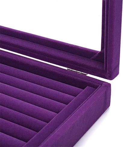 منظم صندوق المجوهرات المخملي من Boewill مع غطاء شفاف ومقصورة قابلة للإزالة لتخزين الحلقات والأقراط والقلائد in Kuwait