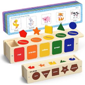 ألعاب مونتيسوري الخشبية من بيسان للأطفال الصغار، لعبة فرز الألوان والشكل للطفل من عمر 1 2 3 4 سنوات، لعبة صندوق مطابقة STEM ألعاب ما قبل المدرسة 3-5 هدايا للأطفال الصغار in Kuwait