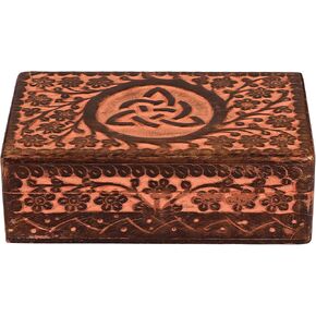 Wooden Jewelry box for Women Men with Celtic Heart Design 8" x 5" x 2.5" Inches Pink in Color | Decorative Wooden Storage Treasure Keepsake boxes | trinket box with lid in Kuwait