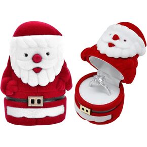 صندوق خاتم عيد الميلاد الصغير المخملي من U·helper - صندوق أقراط قلادة سانتا كلوز اللطيف صندوق مجوهرات عرض وتخزين صندوق هدايا هدايا عيد الميلاد، اقتراح، خطوبة، زفاف للفتيات والنساء in Kuwait