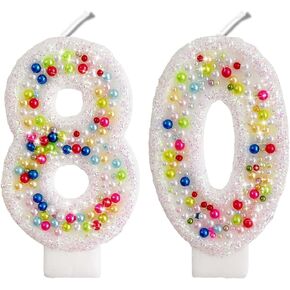 2.8" Blue Glitter Number Candles-Many Colors 80th Birthday Gifts Birthday Decorations Birthday Candles Numbers Happy Birthday Candles for Cake 2 Candle for Women for Men (Blue)
