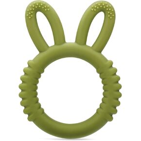 MISSLILI Silicone Babies Teethers Baby Teething Toys for Soothe Massage Sore Gums for 3-12 Months Infants, BPA Free, Ring Shape Rabbit Ear Design (Pink)