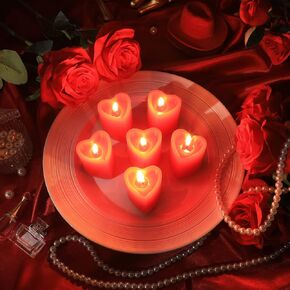 6 Pcs 2'' x 1.65'' Red Heart Shaped Candles Mini Heart Candle Sweet Love Romantic Candles Long Lasting Mini Tea Lights Candles for Valentine's Day Proposal Wedding Party Home Dinner Table Decor in Kuwait