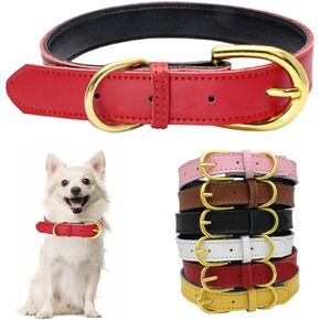 Hotlion طوق كلب من الجلد الطبيعي الأساسية الكلاسيكية لينة مبطن أطواق للحيوانات الأليفة قابل للتعديل للقطط هريرة جرو الكلاب الصغيرة المتوسطة الأزرق M in Kuwait