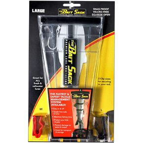 Cal Coast The Bait Sack - Fast, Easy, and Secure Holder for Bait, Hook, and Lure - Clip Easily onto Your Rod - Keeps Line Untangled - Offers Protection from Hooks - Clear (Large)