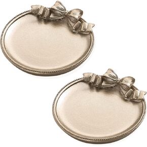 TRGGDEE 3.6 Inch Candle Holder, Metal Candle Tray for Home Decoration, Anniversary, Party, Home Warming Gift (2 Pieces) (Silvery) in Saudi Arabia
