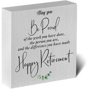 ENGVZ Country Retirement Artwork Wood Box Sign Rustic Farmhouse Style May You Be Proud of the Work Wood Block Plaque 5 X 5 Inches Home Office Desk Sign Decor for Presents in Kuwait