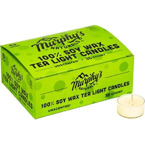 شموع خفيفة من شمع الصويا من مورفي ناتشورالز | نباتي | شمع الصويا من مصادر مسؤولة | خالي من العطور | 36 شمعة في كل صندوق in Kuwait