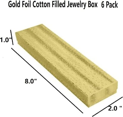 RJ Displays-25 Pack Cotton Filled Gold Foil Paper Boxes for Jewelry Jewelry Earring, Pendant Necklace, Watch, Pen, Charm Bracelets, Gift Packaging Size-8 1/16 x 2 1/4 x 1 3/8 (#82)) in Saudi Arabia
