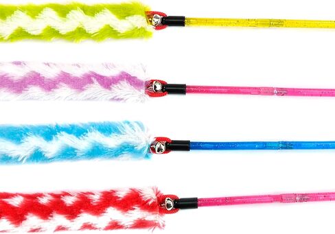 CHIWAVA 4 حزمة 43 بوصة صوت حفيف ملون قطيفة ريشة عصا دعابة للقطط مع النعناع البري in Kuwait