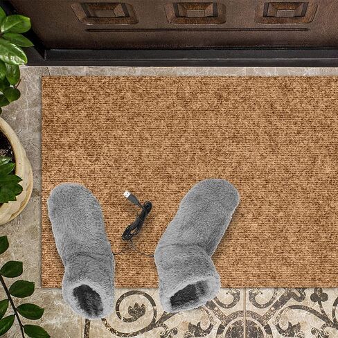 هيلفتي حذاء تدفئة كهربائي للقدمين، قابل لاعادة الشحن عبر منفذ USB، احذية مخملية ناعمة قابلة للغسل في الشتاء (زوج واحد، رمادي) in Saudi Arabia