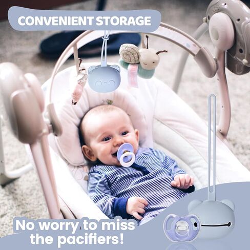 Orzbow عبوتان من حامل اللهاية السيليكون، حافظة لهاية الأطفال الفاخرة لحقيبة الحفاضات وعربة الأطفال وسرير الأطفال، خالية من مادة BPA، غير سامة، سيليكون صالح للطعام، حقيبة تخزين اللهاية من السيليكون للأولاد والبنات (بني) in Kuwait