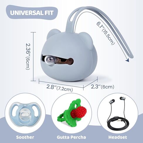 Orzbow عبوتان من حامل اللهاية السيليكون، حافظة لهاية الأطفال الفاخرة لحقيبة الحفاضات وعربة الأطفال وسرير الأطفال، خالية من مادة BPA، غير سامة، سيليكون صالح للطعام، حقيبة تخزين اللهاية من السيليكون للأولاد والبنات (بني) in Kuwait