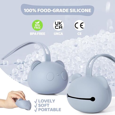 Orzbow عبوتان من حامل اللهاية السيليكون، حافظة لهاية الأطفال الفاخرة لحقيبة الحفاضات وعربة الأطفال وسرير الأطفال، خالية من مادة BPA، غير سامة، سيليكون صالح للطعام، حقيبة تخزين اللهاية من السيليكون للأولاد والبنات (بني) in Kuwait