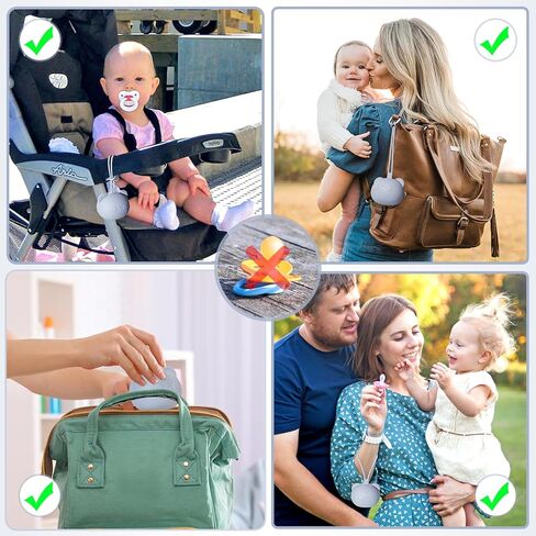 Orzbow عبوتان من حامل اللهاية السيليكون، حافظة لهاية الأطفال الفاخرة لحقيبة الحفاضات وعربة الأطفال وسرير الأطفال، خالية من مادة BPA، غير سامة، سيليكون صالح للطعام، حقيبة تخزين اللهاية من السيليكون للأولاد والبنات (بني) in Kuwait