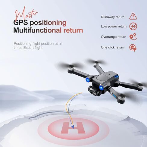 طائرة بدون طيار بنظام تحديد المواقع العالمي (GPS) مع كاميرا 4K للبالغين المبتدئين، وقت طيران طويل جدًا، تدفق بصري، ناقل الحركة 5G، طائرة رباعية المروحية FPV RC قابلة للطي مع محركات بدون فرش، لا يوجد تجنب العوائق، عودة تلقائية لنظام تحديد المواقع العالمي ( in Kuwait