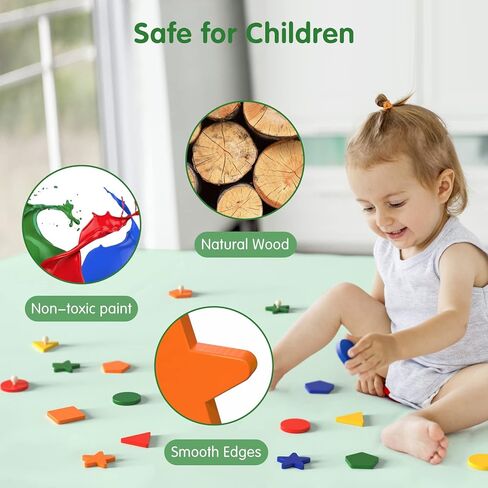 ألعاب مونتيسوري الخشبية من بيسان للأطفال الصغار، لعبة فرز الألوان والشكل للطفل من عمر 1 2 3 4 سنوات، لعبة صندوق مطابقة STEM ألعاب ما قبل المدرسة 3-5 هدايا للأطفال الصغار in Kuwait