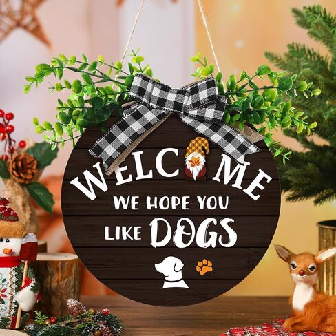 Geetery Gnome Seasonal Welcome Home Sign Wooden Interchangeable Welcome Sign with 12 Gnome Ornaments and 12 Changeable Icons Wood Front Door Decor with Burlap Bow for Various Holidays Celebrations in Saudi Arabia