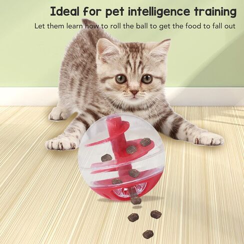 BEIJIALY Cat Treat Dispenser Toys, Cat Treat Dispensing Ball, Interactive Kitten Puzzle Toy, Kitten Food Dispensing Balls Pet Slow Feeder Puzzle Ball for Kitten in Kuwait