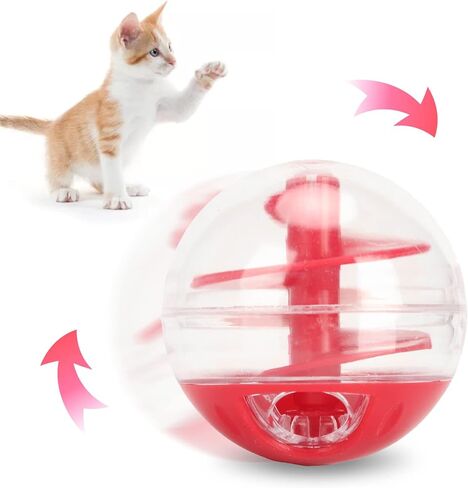 BEIJIALY Cat Treat Dispenser Toys, Cat Treat Dispensing Ball, Interactive Kitten Puzzle Toy, Kitten Food Dispensing Balls Pet Slow Feeder Puzzle Ball for Kitten in Kuwait