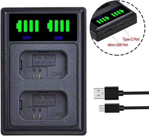 PowerTrust 3-Pack NP-FW50 Battery and FW50 Dual USB Charger for Sony Alpha A6500, A6300, A6000, A7, A7II, A7SII, A7S, A7S2, A7R, A7R2, A7RII, A55, A5000 A5100, RX10, RX10II Camera in Kuwait