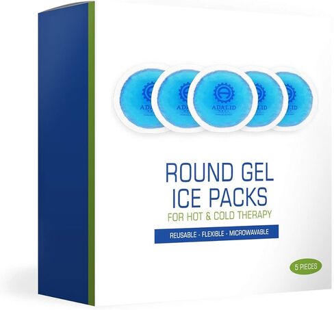 عبوات ثلج هلامية صغيرة مستديرة مع دعامة من القماش للعلاج الساخن أو البارد - مثالية لأسنان الحكمة، والعيون المتعبة، والصداع، وإصابات الأطفال وآلام الأطفال (مرنة، قابلة لإعادة الاستخدام، متعددة الأغراض، 5 عبوات in Kuwait